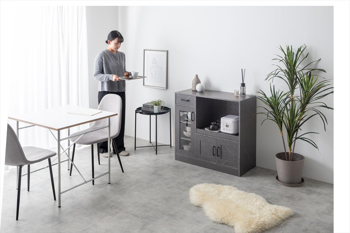 ラック 食器棚 レンジ台 キッチン収納 カップボード 扉付き 棚 ガラス キャビネット おしゃれ ナチュラルモダン