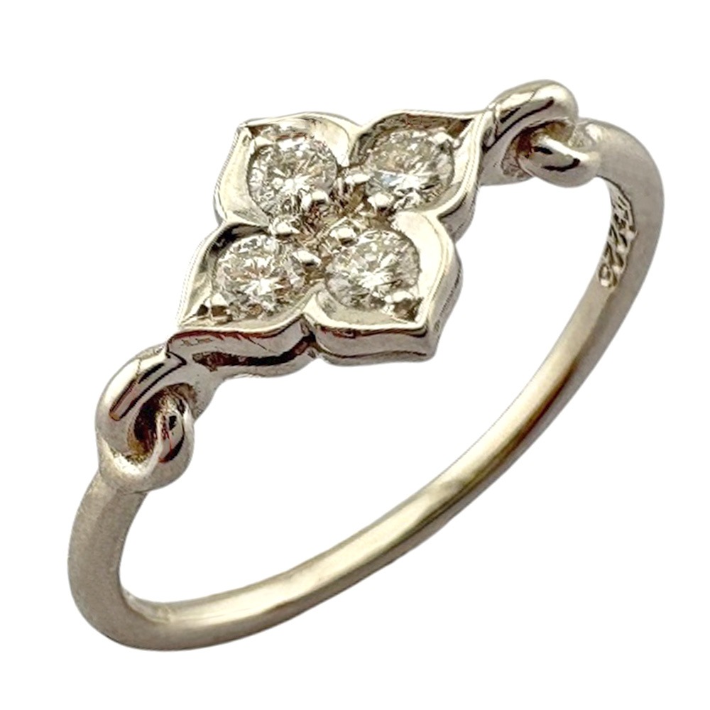 花 リング 指輪 10.5号 18金 K18ホワイトゴールド ダイヤモンド 中古 美品