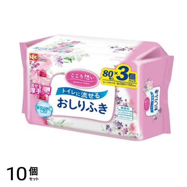 レック こころ想い 流せるおしりふき 80枚入 (×3個パック) 10個セット