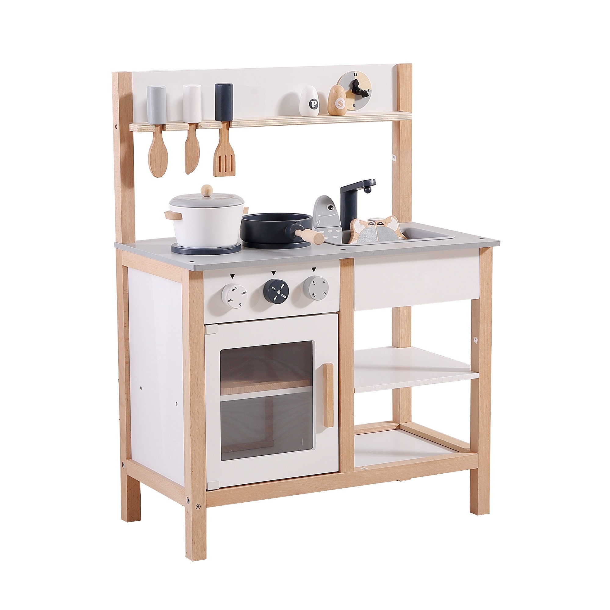 【日本国内出荷-3日で配達】おままごとキッチン 木製 誕生日 台所 調理器具付 食材 知育玩具 コンロ ミニキッチン 子供のおもちゃキッチン 子供の日の誕生日プレゼントDJYC08
