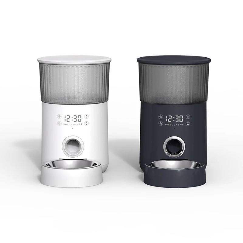 ペット用品 水洗い可能 給餌機 2WAY給電 音声録音 手動給餌可 自動餌やり器 1日5食 4L大容量 タッチパネル式 中小型犬用 猫 自動給餌器