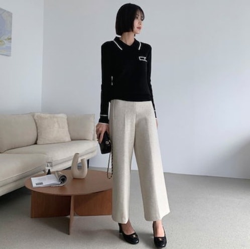 パンツ ズボン ワイドパンツ ストレートパンツ クロップドパンツ ミドル丈 ストレート ワイド ポケット ウエストゴム きれいめ シンプル カジュアル 大人 上品 おしゃれ お洒落 かっこいい