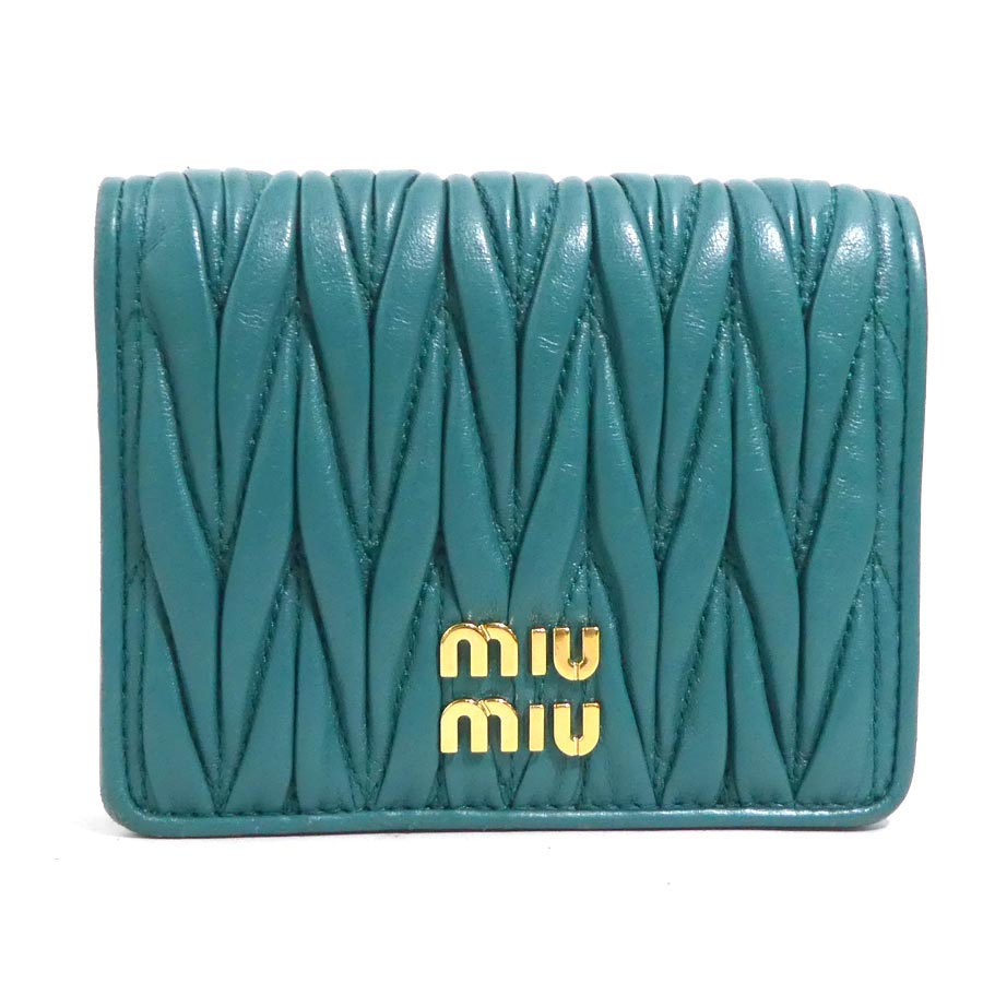 ミュウミュウ MIUMIU 二つ折り財布 マテラッセ レザー グリーン レディース r10499k 22,052円