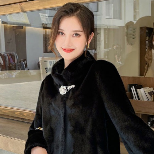 新しいスタイルの小さな香りの模造ミンクベルベット環境に優しいファートップショート秋冬ファー一体化香港スタイルレトロジャケット