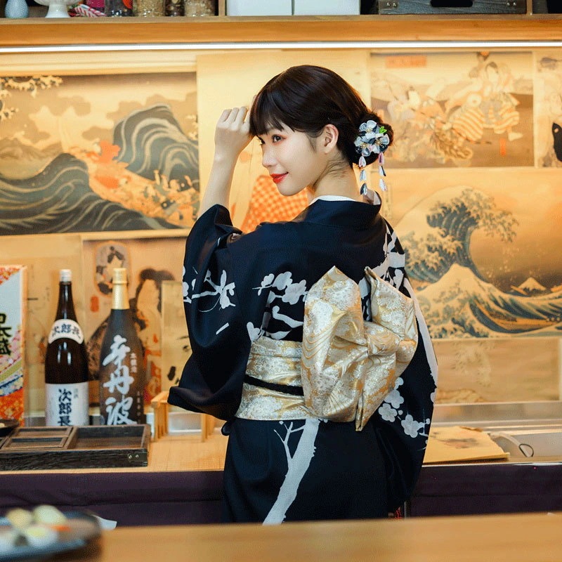 和風 桜の美 黒梅の木 伝統 改良 着やすい版 和服 フォーマル シワになりにくい 和服 セット