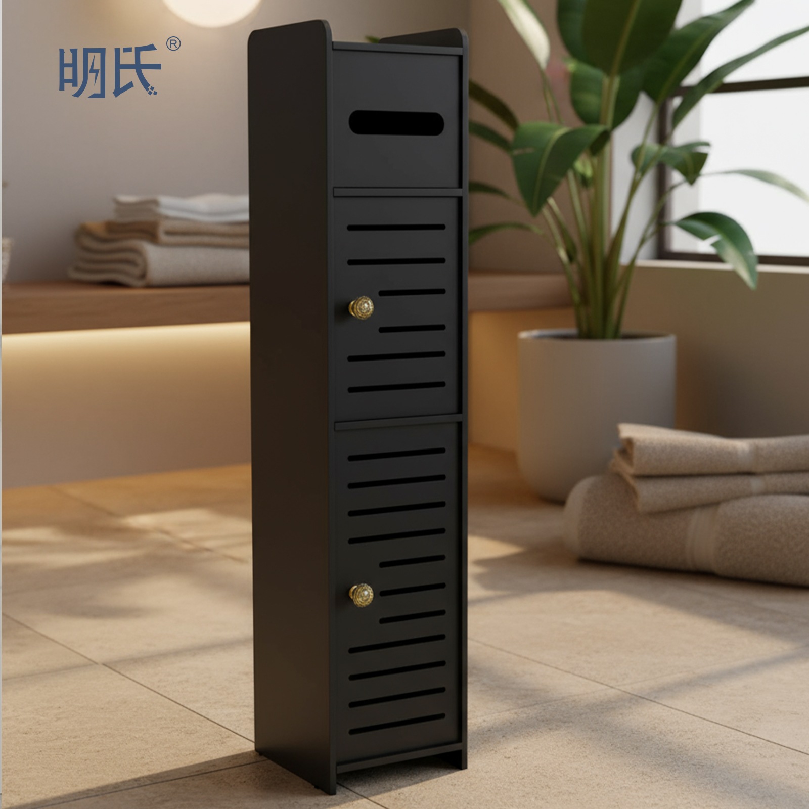トイレ収納キャビネット 36×24×64cm 組み立て式 工具付き ペーパー / 小物収納 省スペース