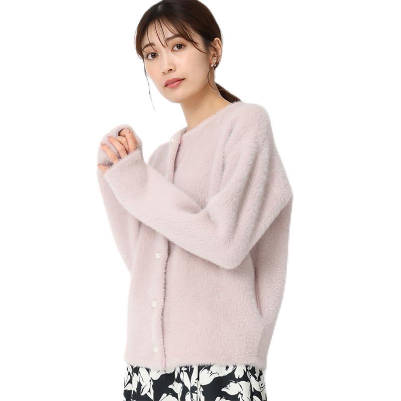 [ミッシュマッシュ] カーディガン ジャケット コート シャギー アウター クルーネック ニット セーター レディース MM448501 PINK