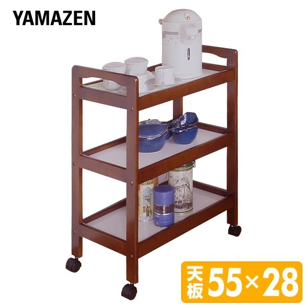 木製 キッチンワゴン キャスター付き 3段 YMW-3(BR) ブラウン