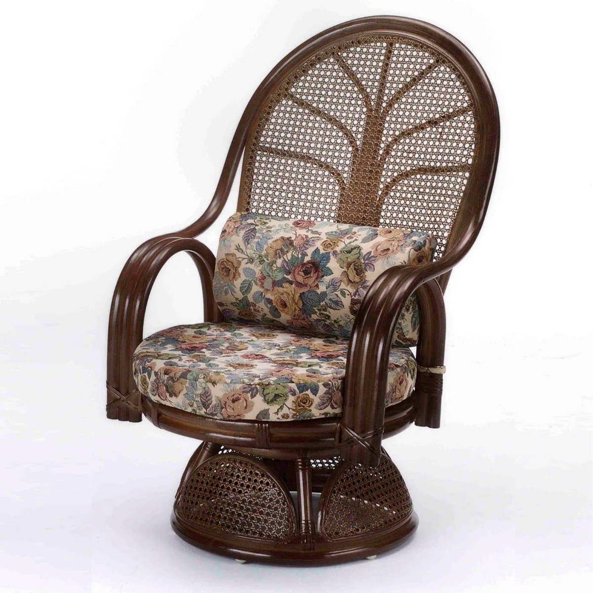 籐 ラウンドチェアー ハイタイプ 腰クッション付 座面高34cm 家具 ソファー 籐家具 ラタンチェア チェア イス 回転 1人掛けソファ パーソナルチェア 籐椅子 モダン クッション おしゃれ