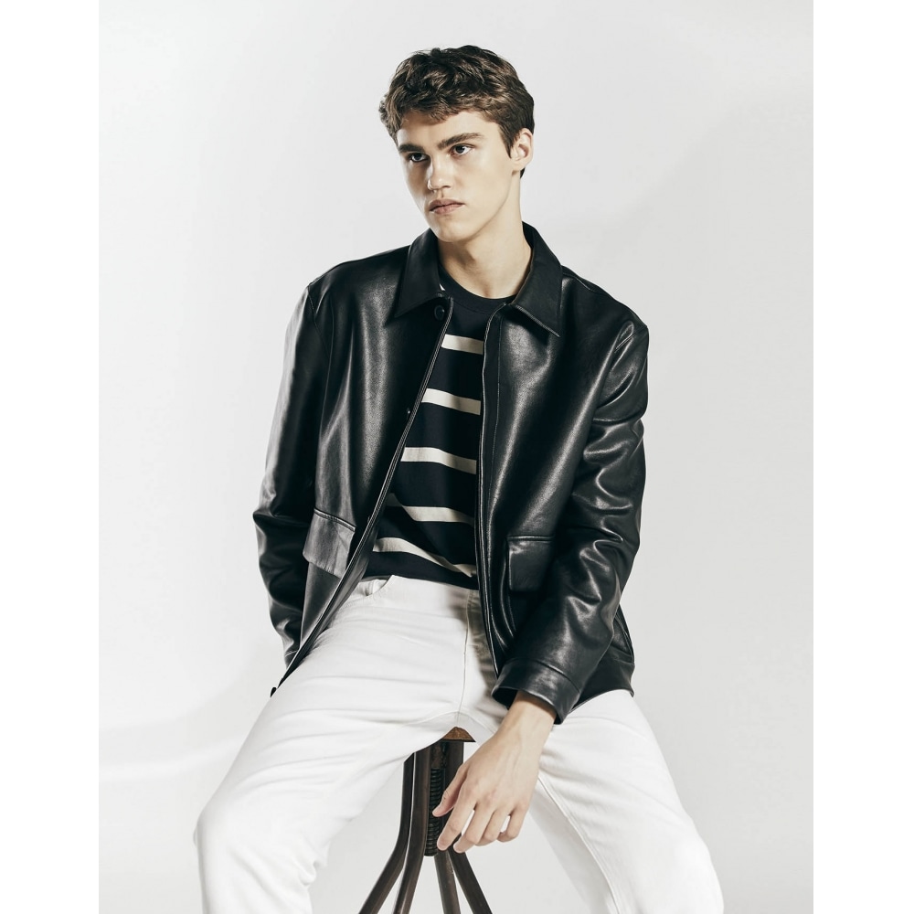 GIORDANO 072907 フェイクレザーシャケット_black