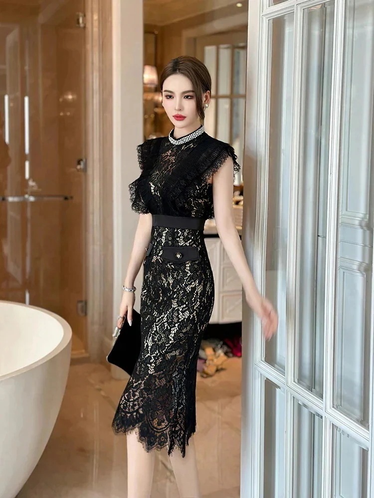 レースワンピース ウェディング 成人式 ノースリーブ お呼ばれ 結婚式 ドレス 二次会 同窓会 キャバ 夏 披露宴 着痩せ 大人 パーティー 卒業式ワンピースドレスドレス