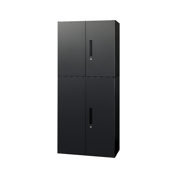 法人限定 Netforce EA-8040-2R3R-W-BK ブラック Easembly (イーセンブリー) 両開き書庫 2台セット 2段/3段 スチール書庫 幅800×奥行400 メーカー直送