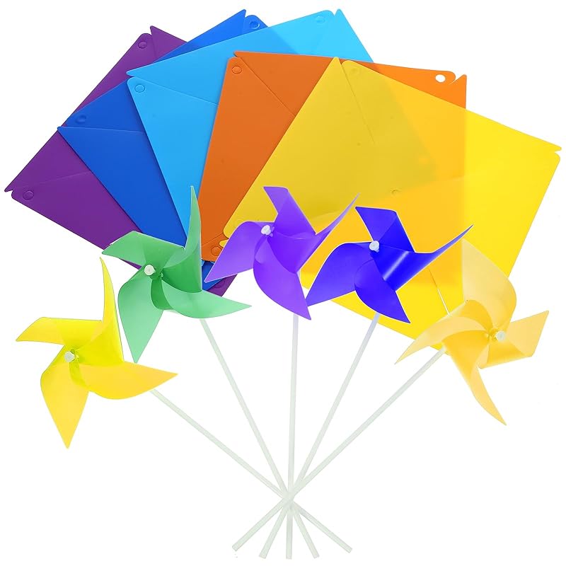 【国内即発】ledmomo 風車 300本 ふうしゃ かざぐるま PVC 手持ち 縁日 葉4枚 風車 ガーデニング 手芸 庭 装飾 DIYキット パーティー芝生 カラフル ランダムカラー 学校 DIY