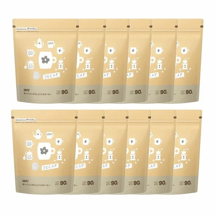 【人気商品】12個セットUCC おいしいカフェインレスコーヒー袋 90g 送料無料 コーヒー インスタントコーヒ メガ割