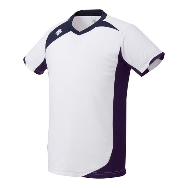 デサント バレーボール ハンソデバレーボールシャツ ホワイト×ネイビー XO DSS4720B WHT