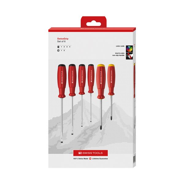 PB SWISS TOOLS ピービースイスツールズ 6本組 スイスグリップ マイナス/プラスドライバーセット ペーパーボックス入 8560.CBB