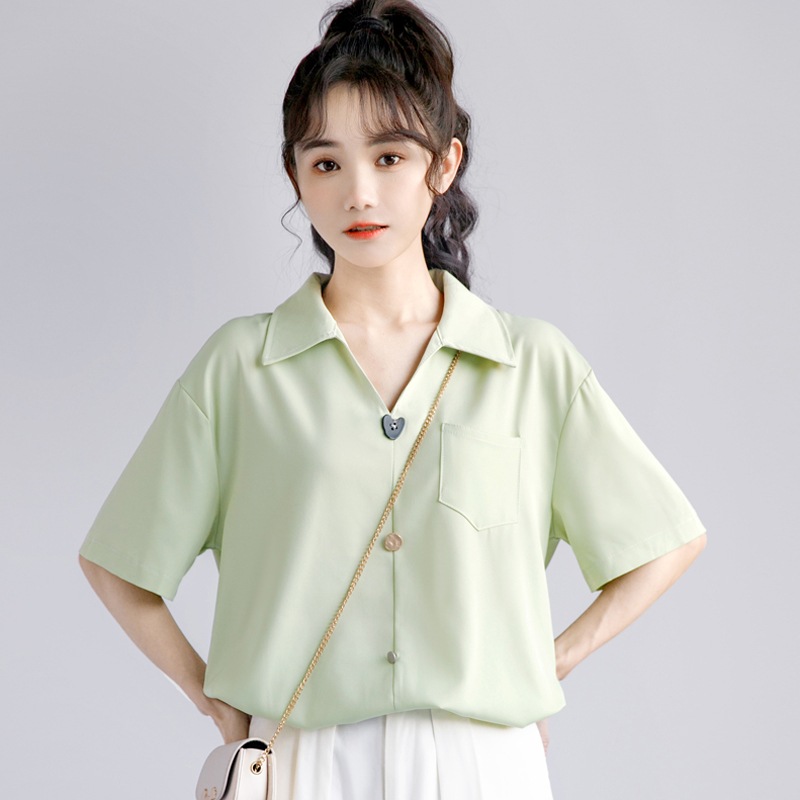 Qoo10] ミントグリーン半袖シャツレディース202 : レディース服