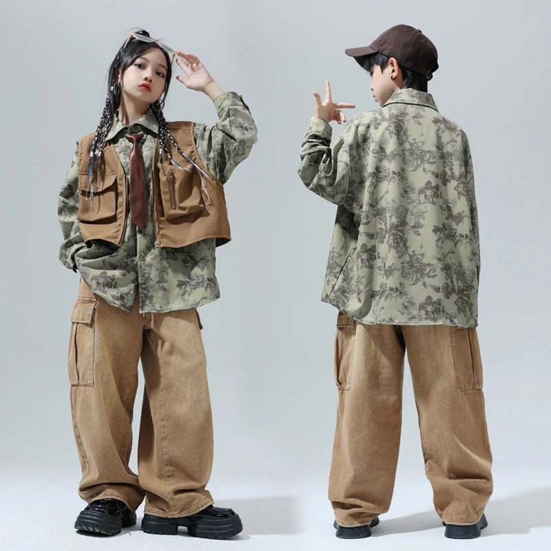 街舞児童潮ヒップホップ演出服カウボーイスーツ男子日系シャツhiphopクールかっこいい演技服女の子 5,459円
