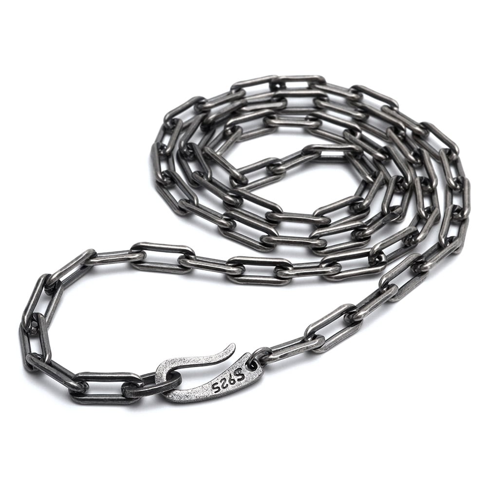 シルバー925 長小豆チェーンネックレス [cs063-4mm]