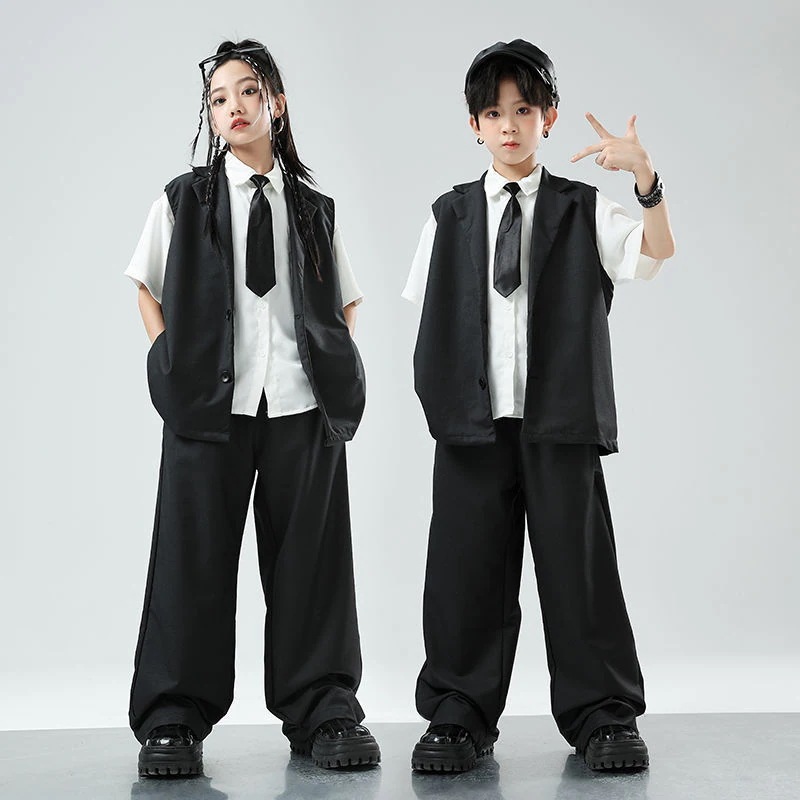 子供のヒップホップの街のダンスのスーツのベストセットの男の子のヒップホップのショーの演出服の女の子のファッションのブランドのhiphopの服装