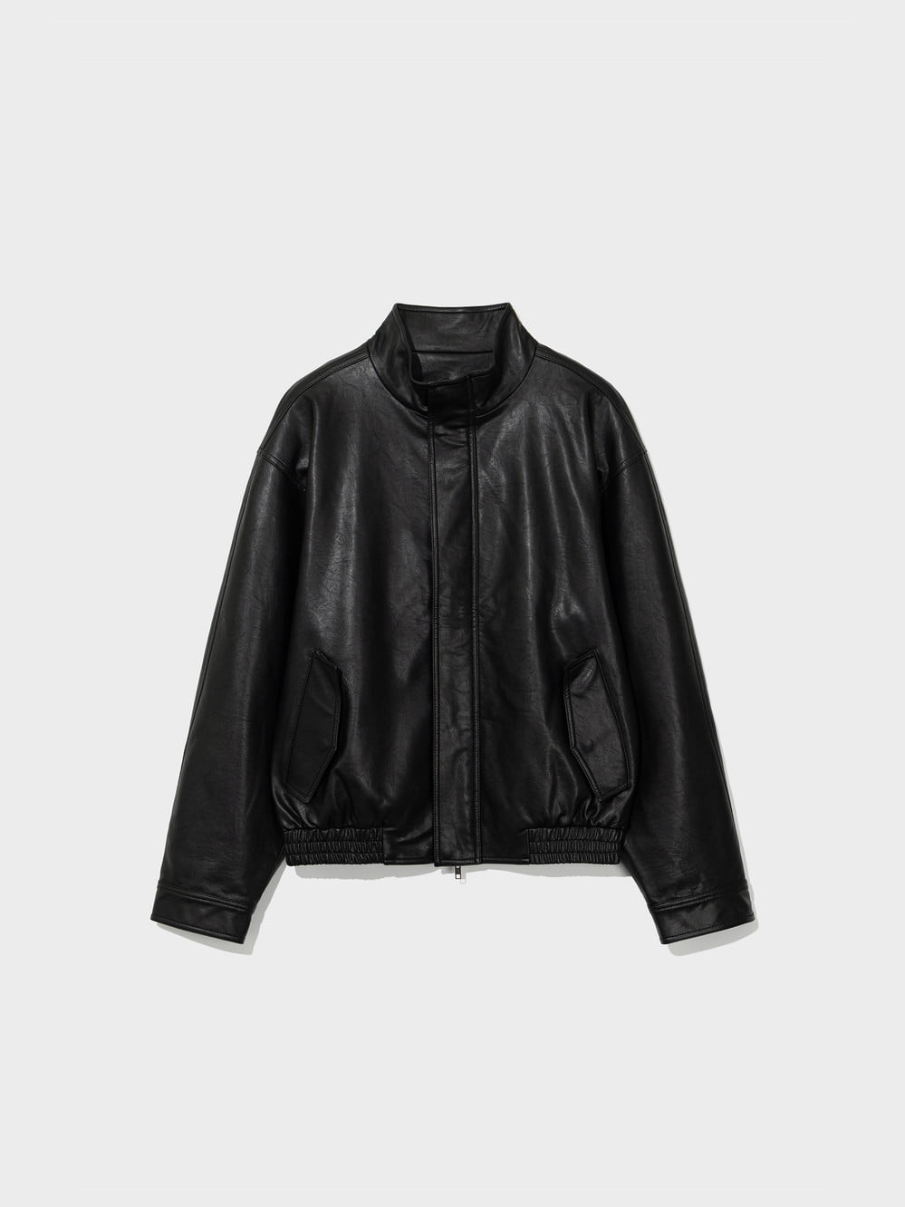 【LOW CLASSIC】26SS ARTIFICIAL LEATHER JUMPER : BLACK