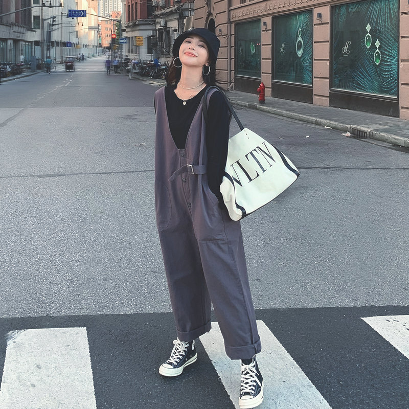 春服レディースサロペットパンツ長袖Tシャツ韓国ファッションワイドパンツロング福袋