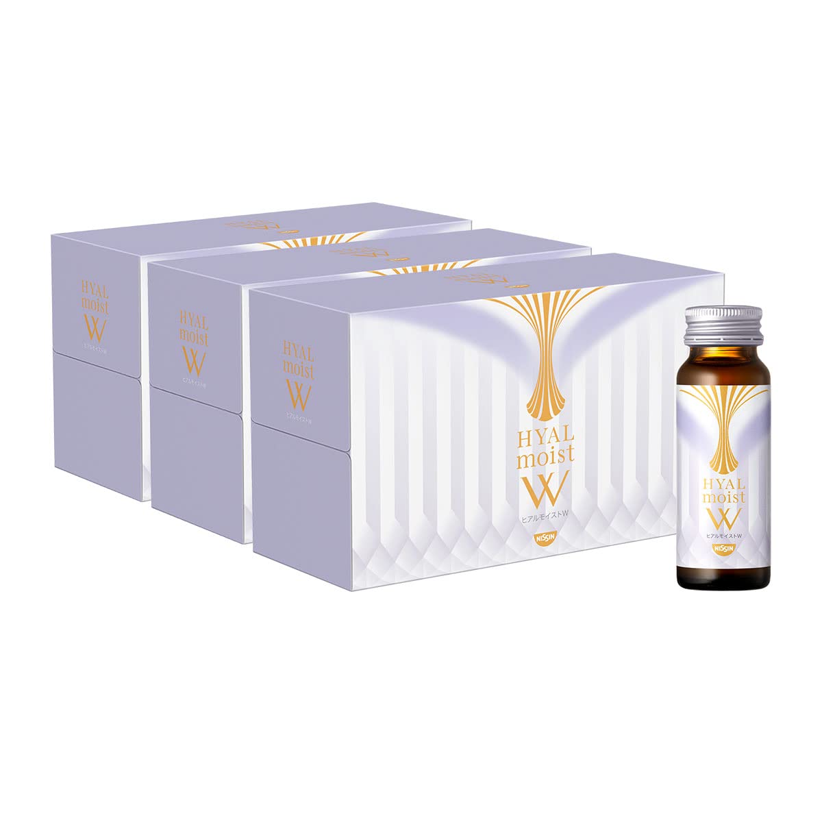 「ヒアルモイスト乳酸菌配合」 日清食品 ヒアルモイストW 50ml×10本×3箱セット 白ぶどう味 コラーゲン5,000mg配合 美容ドリンク