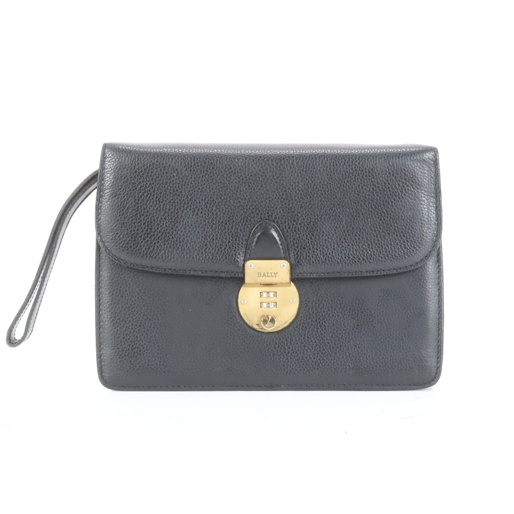 美品 レザー セカンドバッグ クラッチ ポーチ 通勤 ビジネス ブラック 黒 メンズ RCE CQ34-5 中古