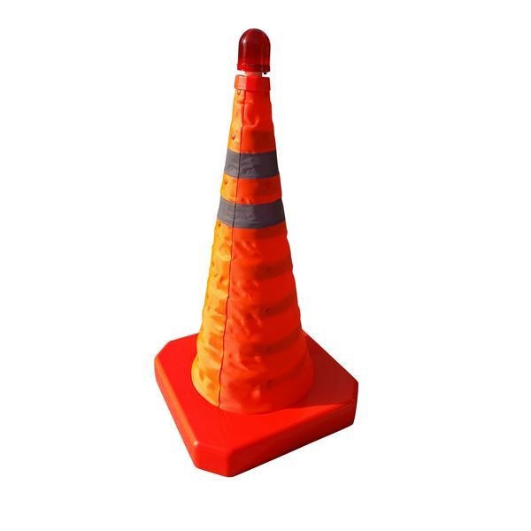 5本セット 伸縮コーン/フリーコーン 高さ550mm 軽量 LEDトップライト付属 緊急時 イベント会場 学校関係