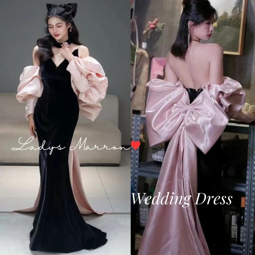 6月の新製品すぐに発送可能 ウェディングドレス ウエディングドレス バックリボン イブニングドレス バックリボンドレス ロングドレス お色直し 黒 前撮りドレス マーメイド 結婚式マーメイドドレス