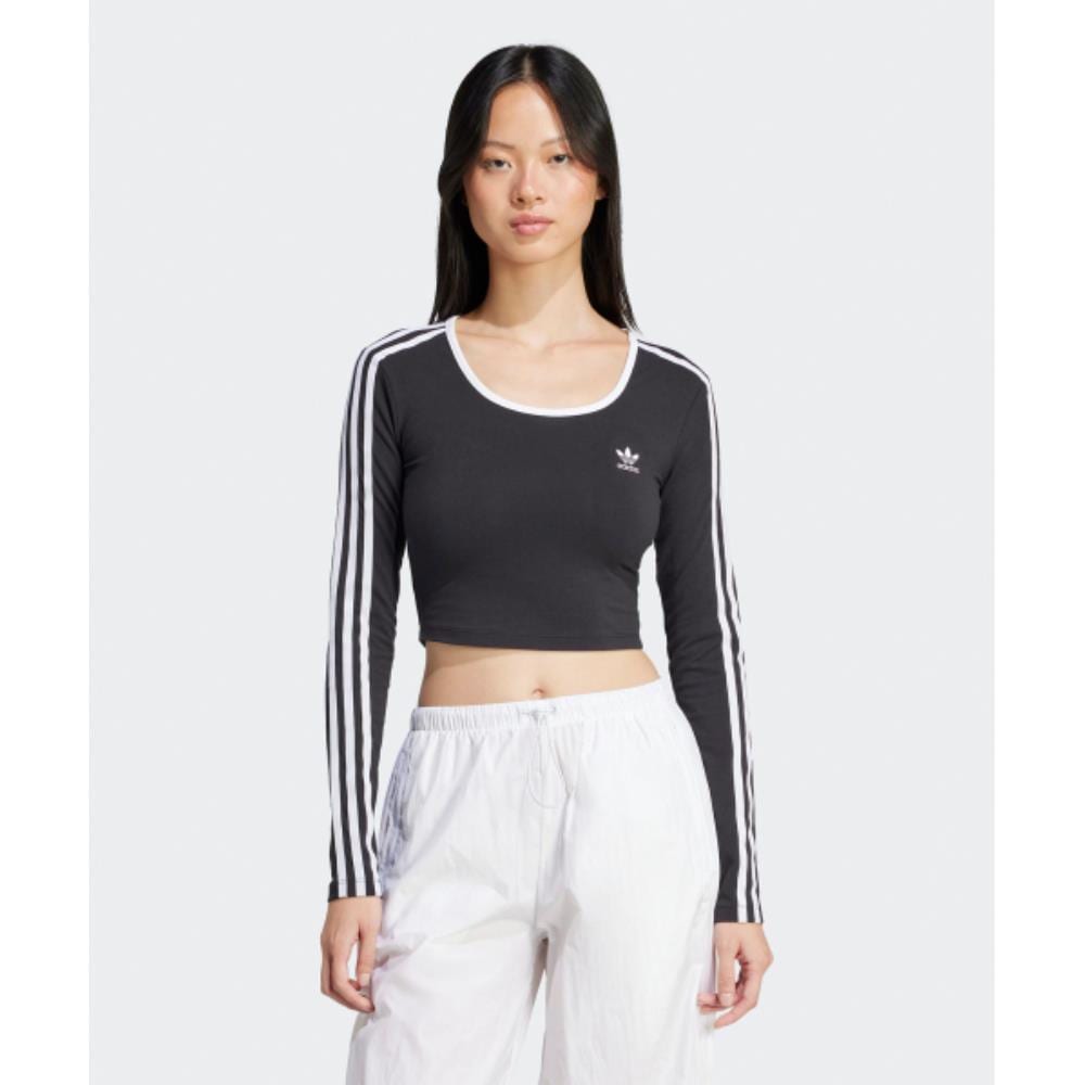 adidas 3S Long Sleeve Crop Tee Black JD4624