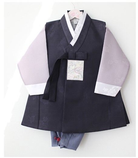 子供用 パジ チョゴリ 男の子用 トレンド系 ワンポイント 濃い 紫色 ダーク パープル 1号-5号