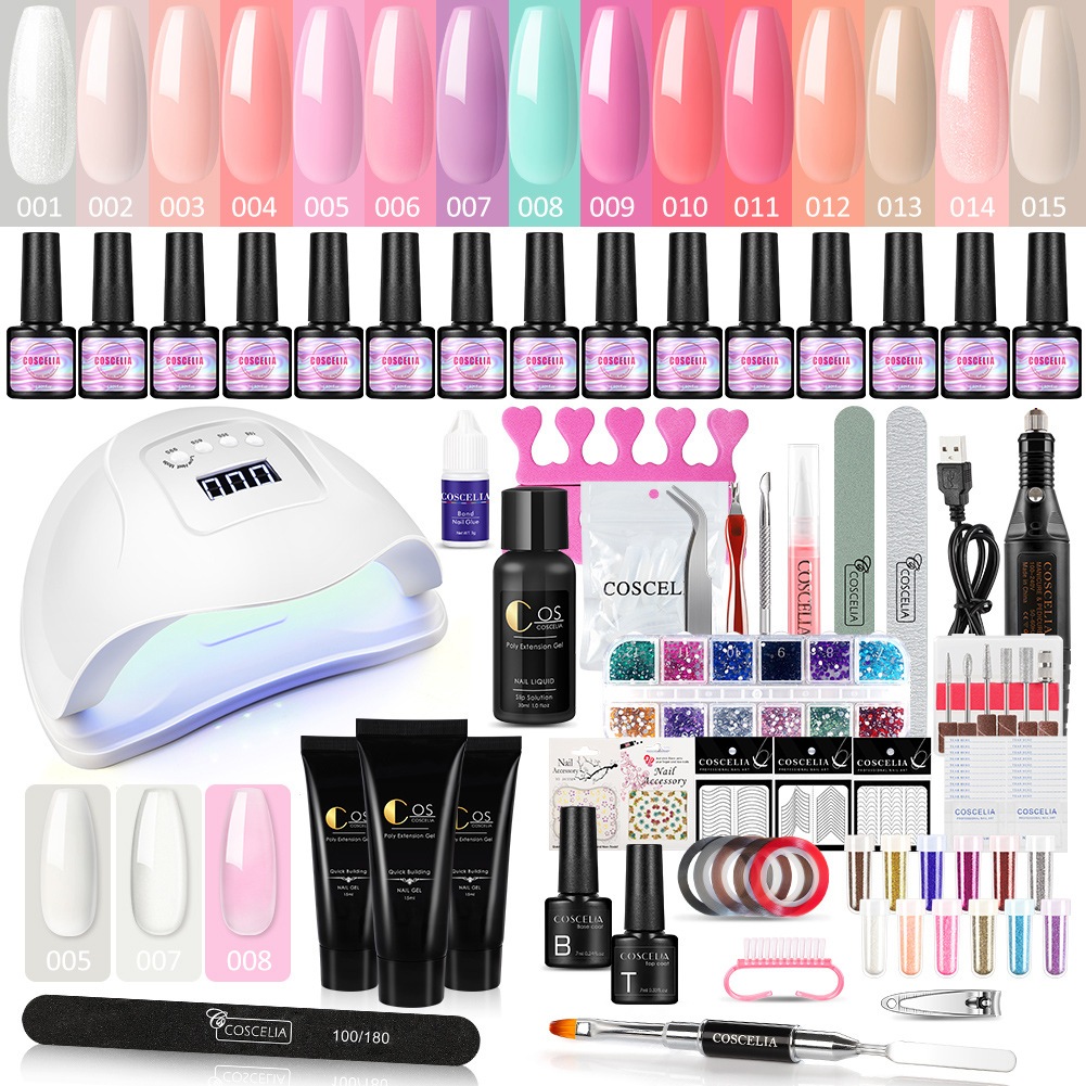NEW ジェルネイルキット スターターキット 80W ネイルライト 初心者 ネイル用 福袋 無臭 爪に優しい 自宅ネイル 初心者 5,151円