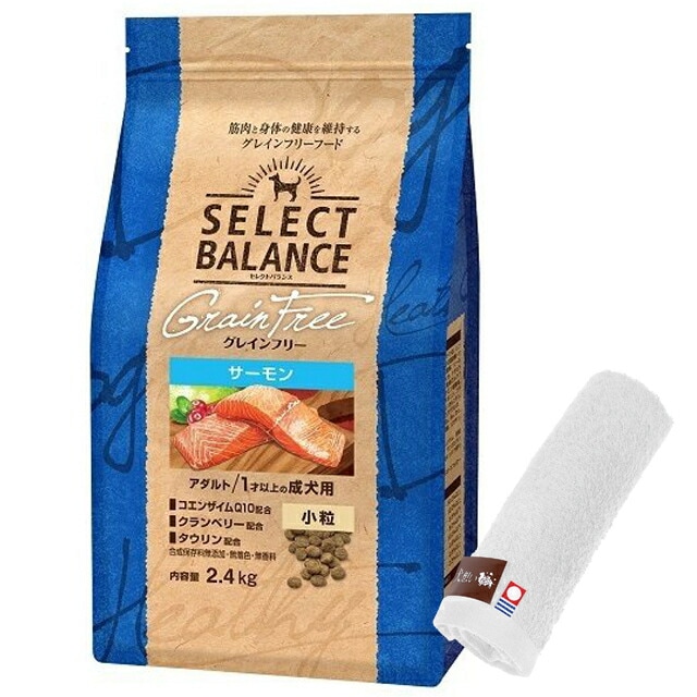 セレクトバランス グレインフリー アダルトサーモン 小粒 2.4kg【犬想いオリジナル今治ハンドタオルセット】【タオルカラー ホワイト】