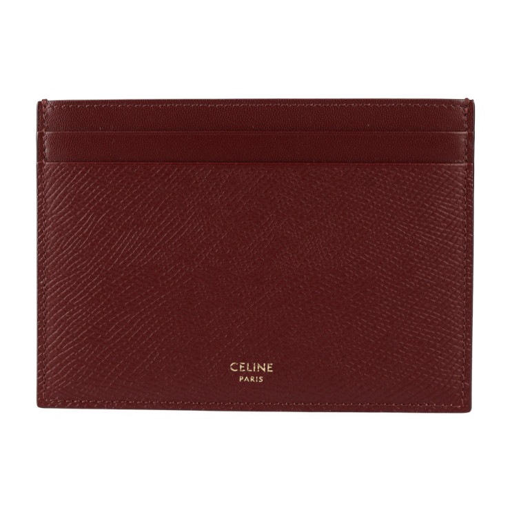 超美品 CELINE セリーヌ カードケース 10B763BFP マルチファンクション カードホルダー カーフレザー バーガンディ パスケース 名刺入れ【本物保証】