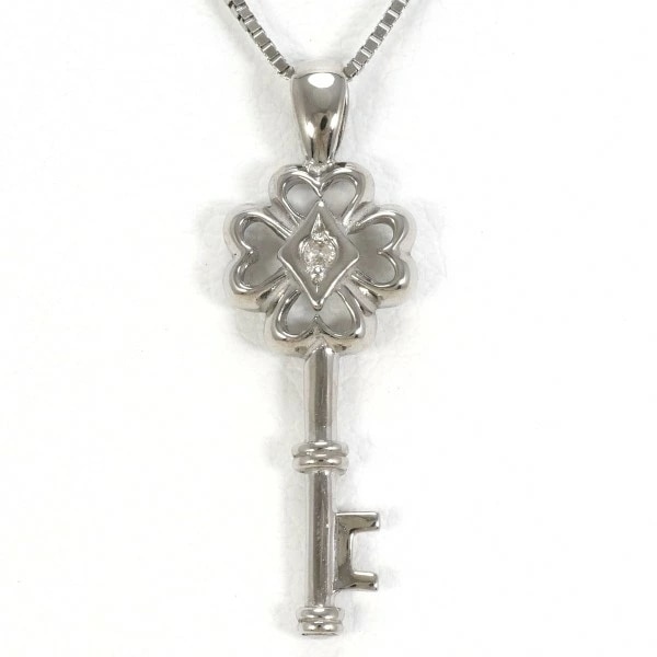 K14 14金 WG ホワイトゴールド ネックレス ダイヤ 約40.5cm ジュエリー 中古