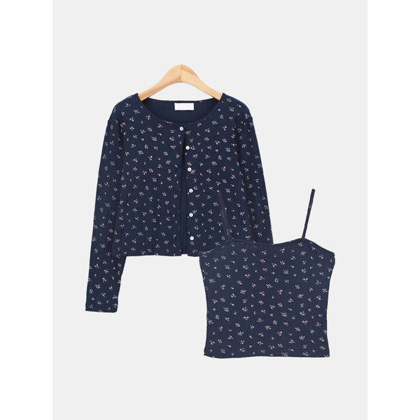 女性カーディガンキャミソールセットアップ 紫外線対策アイテム フローラルキャミソール 夏カーディガン LLEET007_P404662583