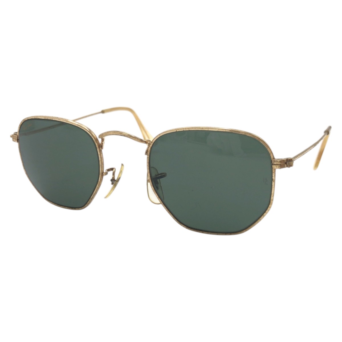 ヴィンテージ B&L RAY-BAN U.S.A ゴールド グリーン メタル W0980 YNAS サングラス メンズ 409861
