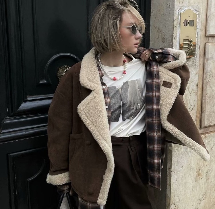 秋冬新作欧米レディースファッションゆったり暖かいレトロラムウールコートレディース340 7,665円