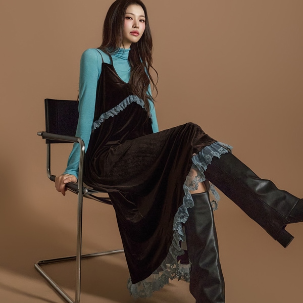 D5159 ベルベット ワンピース