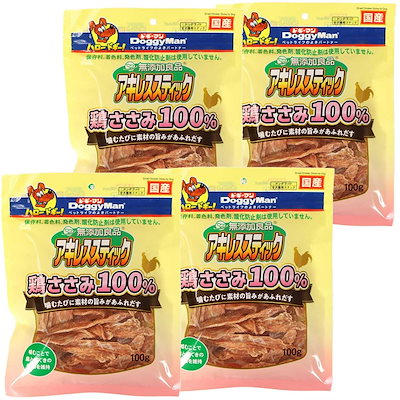 他サイト： ドギーマン 無添加良品 アキレススティック 鶏ささみ100% 100g×4袋セットの商品画像