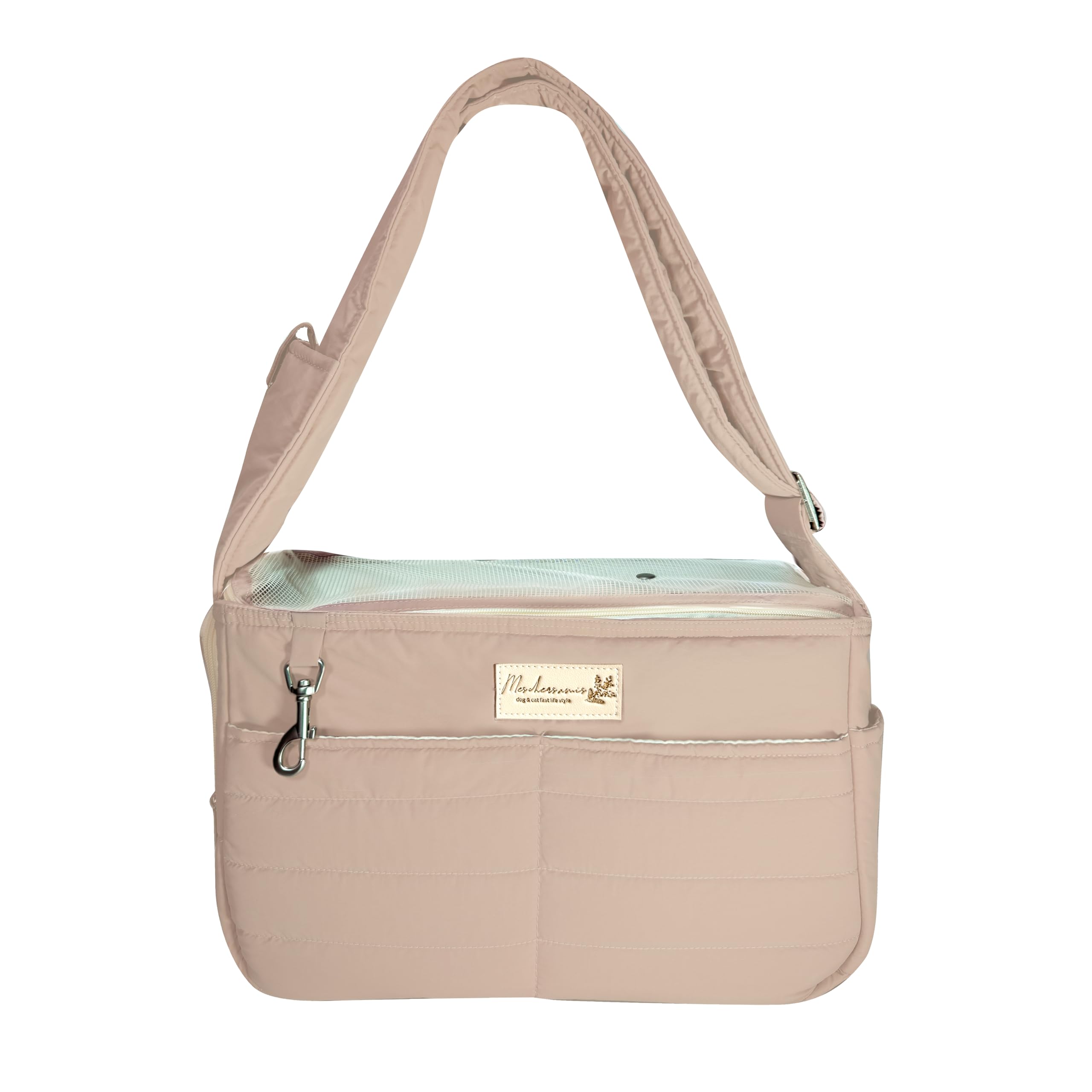 ペットスリング【肩掛け キルティング ペットキャリー】飛び出し防止 フック付き軽量 抱っこ紐/長さ調節可能斜め掛け ショルダー 消臭 抗菌 防臭 犬用ペットスリング ペット バッグ キャリーバッグ