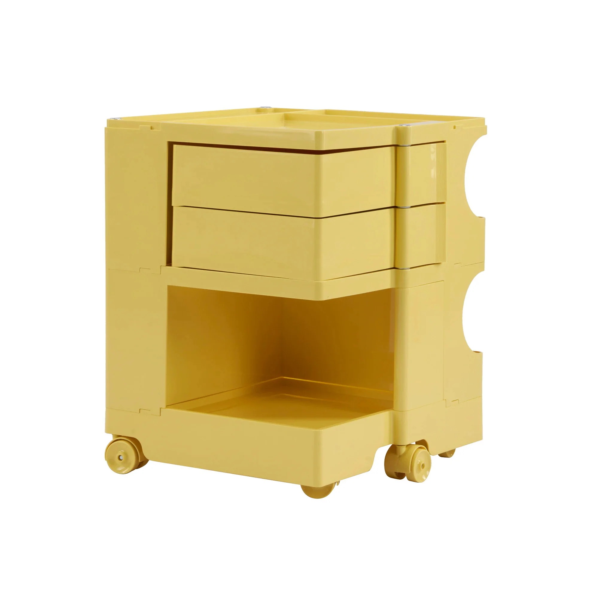 【バターイエロー・2段】収納ワゴン ボビーワゴン キャスター付き ブレーキ付き おしゃれ 2段トレイ キッチンワゴン 回転式 収納 ベビーワゴン キッチン収納 ラック サイドワゴン キッチン ドレッ