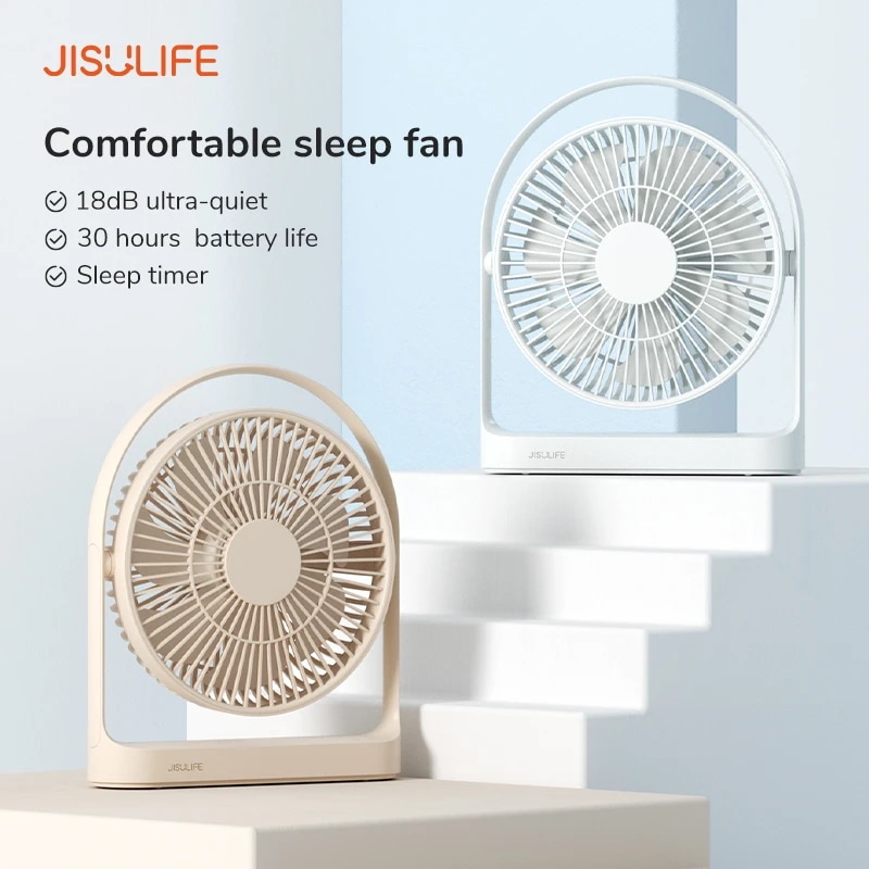 Jisulife-デスクトップファン,ささやき,静か,usb経由で充電可能,寝室とオフィス用,8000mah