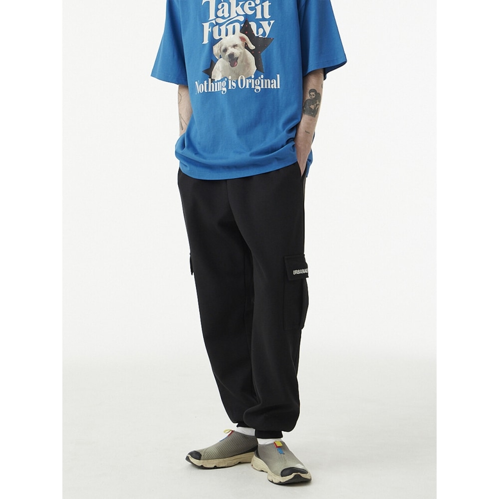 URBANAGE カーゴジョガースウェットパンツブラック