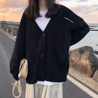 アウター ニットカーディガン 上着 ミディアム丈 ミドル丈 長袖 ボリューム袖 Vネック S M L XL 2XL 3XL 4XL ボタン 前開き 綿 セーター かわいい シンプル カジュアル おしゃ