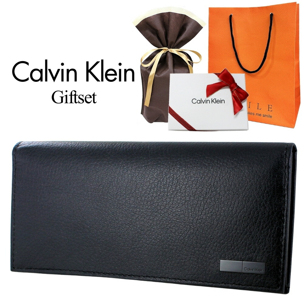 ラッピング済 プレゼント用 カルバンクライン メンズ 長財布 メンズ財布 二つ折り長財布 メンズ長財布 革 財布 黒 ブラック 誕生日プレゼント 記念日 ギフト 男性 入学 卒業 祝い 父の日 敬老の