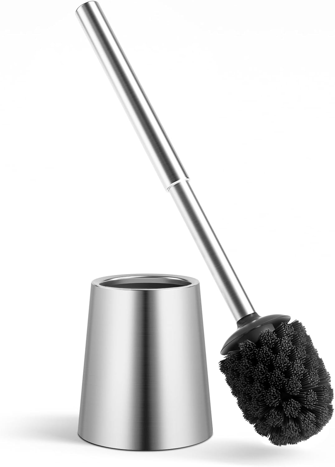 SUS304ステンレス製 トイレブラシ 錆止め ケース付き 水留ホルダー付き トレイ清掃 トイレ掃除一式 シルバー