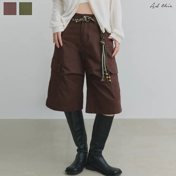 ベルト付き カーゴハーフパンツ