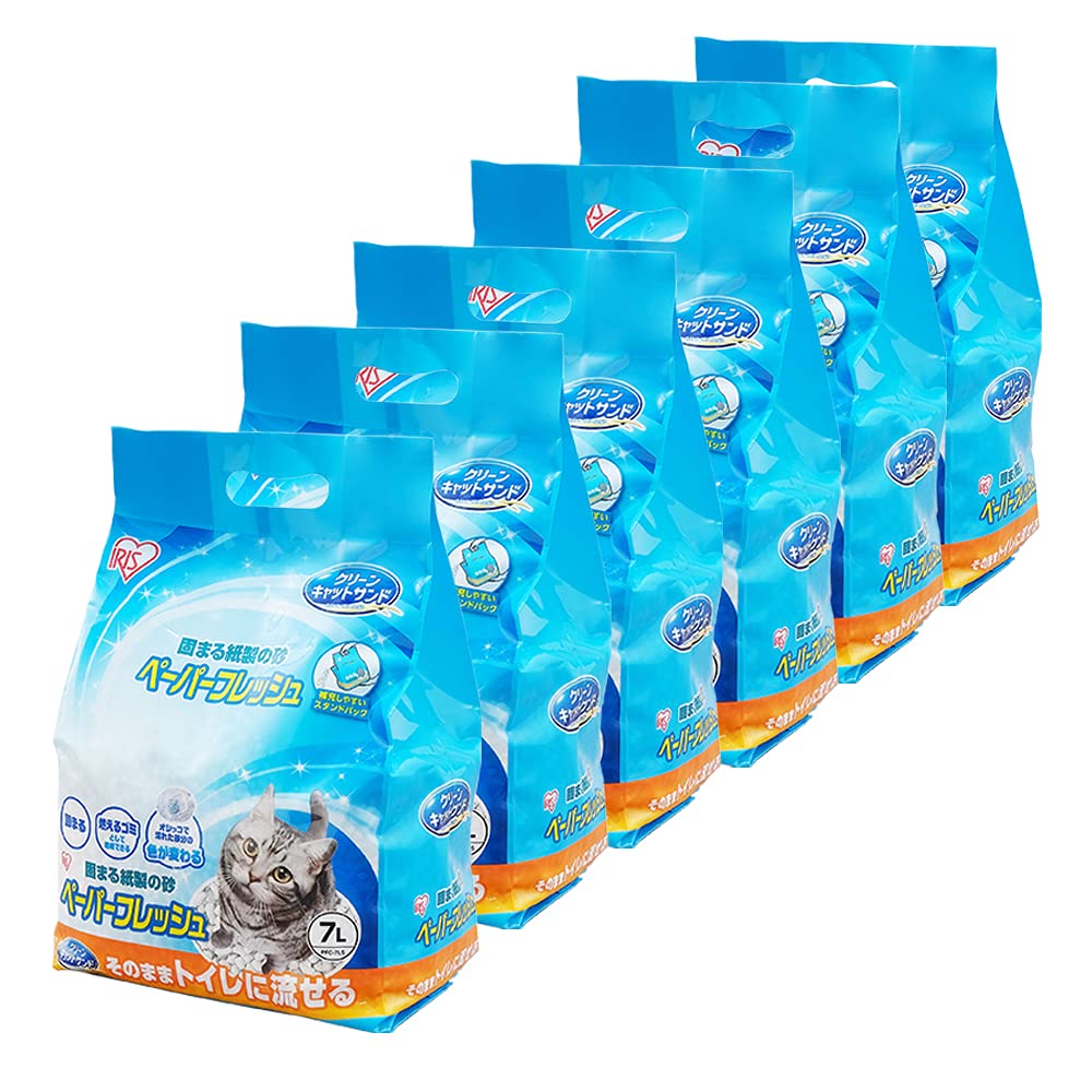 アイリスオーヤマ 猫砂 ペーパーフレッシュ トイレに流せる 固まる スタンドパック PFC-7LS (紙製) 7L×6袋 (ケース販売)